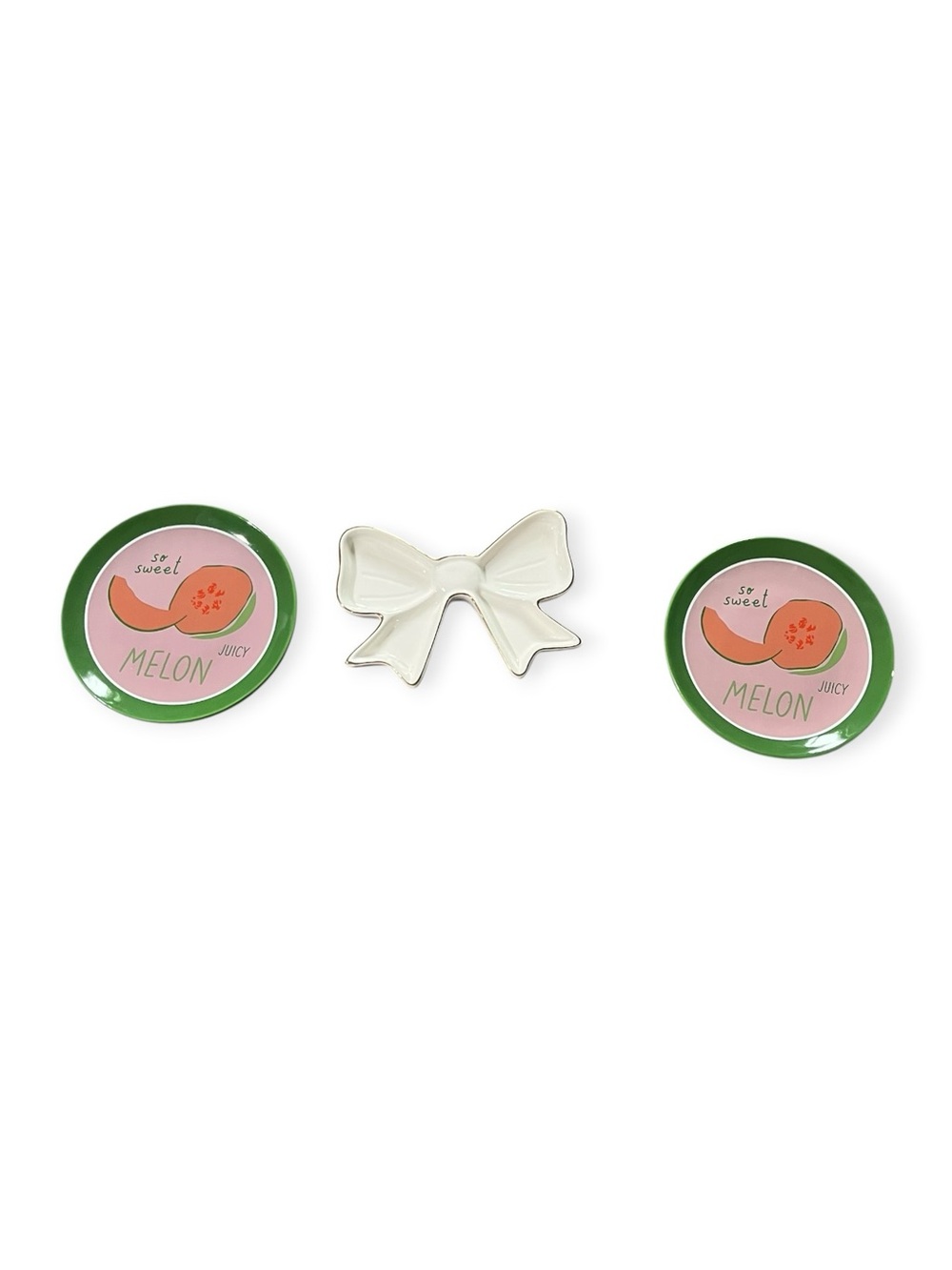 NWT! Bundle! Trinket Dish Set -2 Melon Plate & 1 Bow Plate